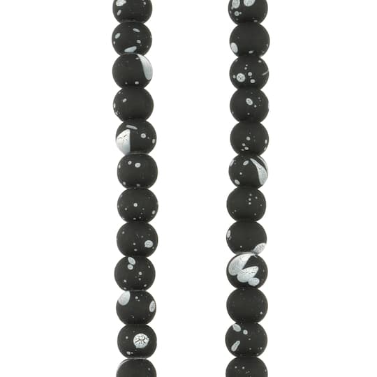 Black &#x26; White Matte Glass Round Beads, 7mm by Bead Landing&#x2122;